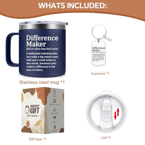 Fufendio Difference Maker Navy Blue 14oz Thank You Mug for Men - Employee & Teacher Gifts