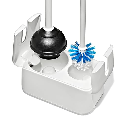Toilet Brush and Plunger Set with Space-Saving Canister Holder