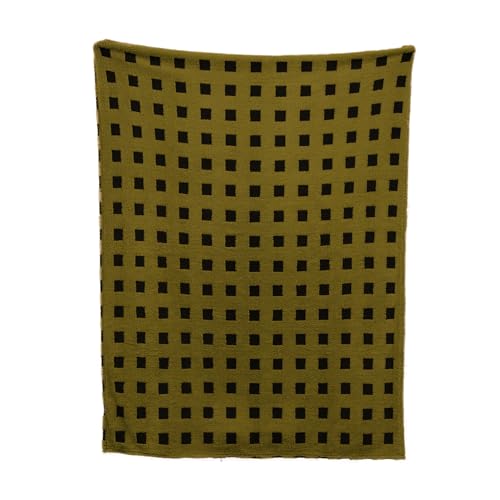 King Size Fuzzy Blanket 320GSM Olive Green Plaid Throw - 108x90 Inches