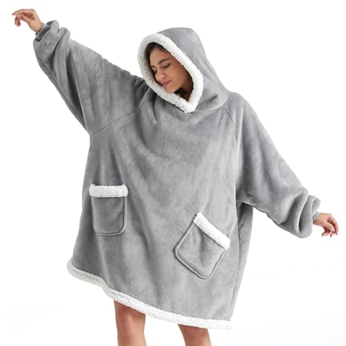 Bedsure Sherpa Fleece Wearable Blanket Hoodie - Cozy Oversized Sweatshirt