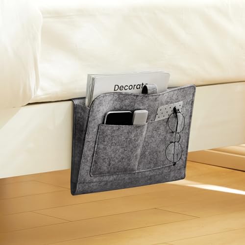 Felt Bedside Caddy Organizer for Bed Bunk and Sofa, Grey