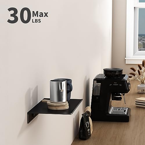 8-Inch Small Floating Wall Shelf, Matte Black Metal Storage Display Ledge