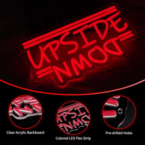 Upside Down Red Neon Sign 13.78x7.52 in - Dimmable Wall Décor by MissAudrey (Red-Upside Down)