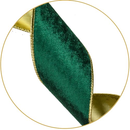 Green Velvet Christmas Tree Topper Bow with Long Tails - 48x13 Inch