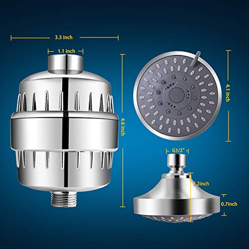 FEELSO Filtered Shower Head with 15-Stage Water Softener for Hard Water