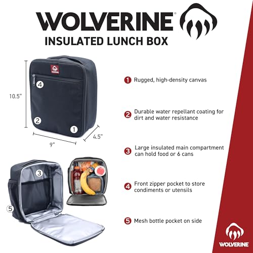 WOLVERINE Insulated Lunch Box - Black Large