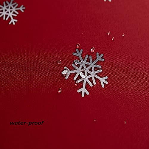 Decorative Christmas Tablecloth 60x84 Inch Red Snowflakes Water Resistant Holiday Table Cover - Gradient Colors