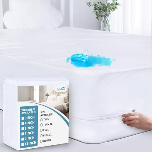 Biloban Queen Waterproof Zippered Mattress Protector - 6-Side Encasement
