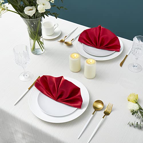 Red Satin Dinner Napkins 20x20 Inches - 100 Pack for Weddings and Parties