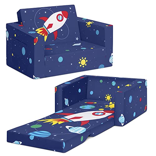 Convertible 2-in-1 Kids Foam Flip-Open Sofa and Lounger Bed
