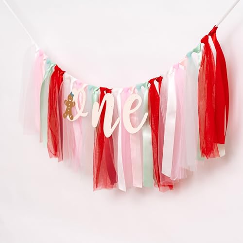 ZAIBIANHAO Snowflake Banner Red Christmas Gingerbread High Chair Decoration - 1st Birthday