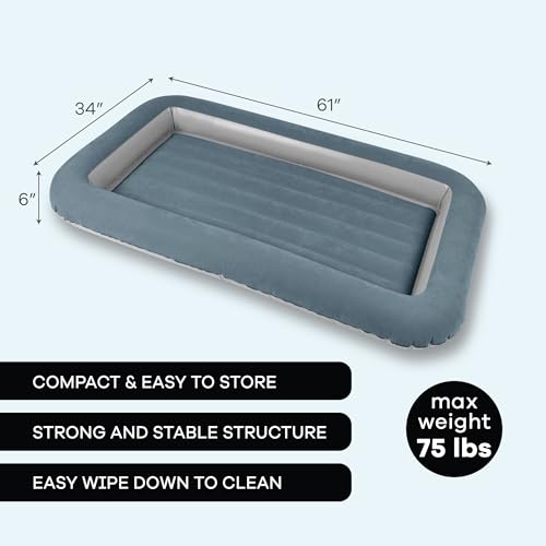 Inflatable Toddler Travel Bed with Safety Bumpers, 61x34 Inch Air Mattress