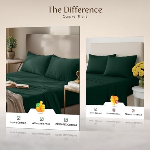Utopia Bedding Twin XL Sheet Set - Soft Microfiber 3-Piece Bed Sheets in Emerald | Oeko-Tex Certified