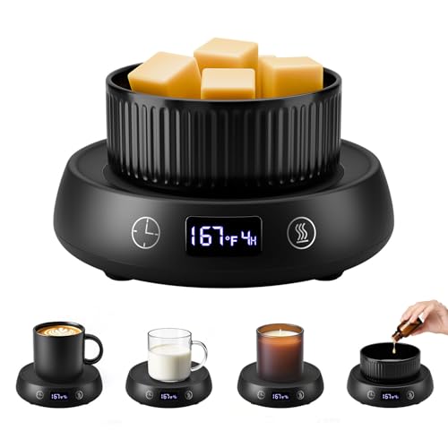 Bsigo Wax Cubes Dish & Black Mug Warmer - Multi-Function Coffee & Candle Heater
