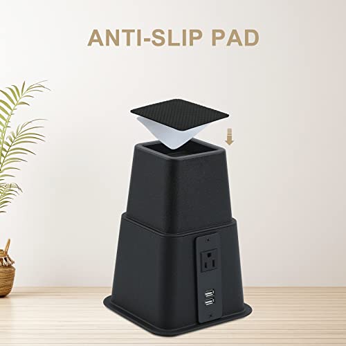 Heavy Duty Bed Risers with USB & Power Outlet - Adjustable 3, 5, 8 Inch