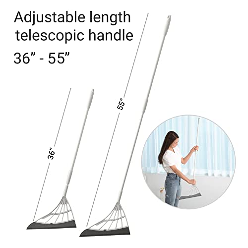 All-Surface Silicone Broom & Squeegee - Pet Hair Remover with Telescopic Handle