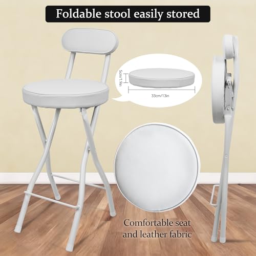 Portable Folding Bar Stool with Back - Padded Counter Height Chair (Set of 2)