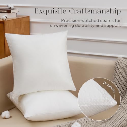 18x18 Inch Throw Pillow Inserts, Hypoallergenic Square Pillow Forms, Pack of 4