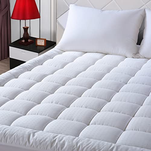EASELAND Queen Size Mattress Pad Quilted Pillow Top Mattress Topper White