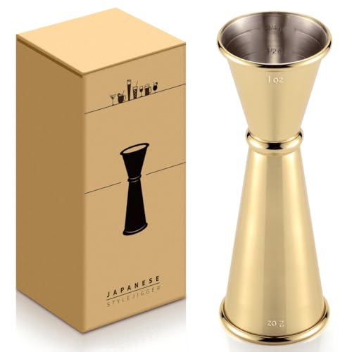 Eligara Japanese Copper Double Jigger 1oz-2oz for Bartending, Stainless Steel Bar Tool