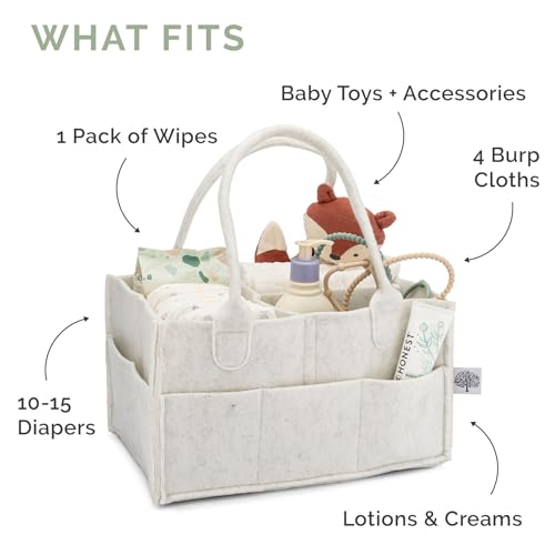 Parker Baby Felt Diaper Caddy Organizer - Oatmeal Portable Nursery Storage Bin