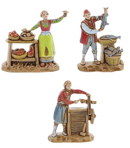 Moranduzzo Set of 11 Hand-Finished Nativity Figurines for 1:50 Scale Cribs, Made in Italy