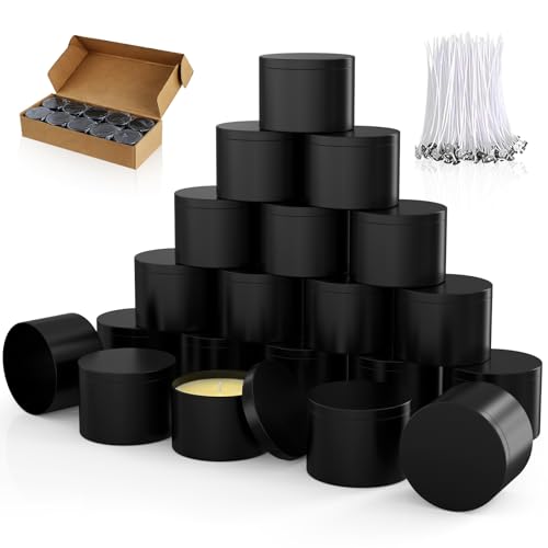 8oz Black Candle Tins with Lids - Heavy-Duty Metal Containers (10PCS)