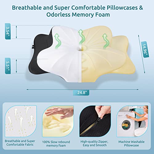 Cervical Pillow for Neck Pain Relief - Contour Memory Foam, Ergonomic Support for All Sleep Positions