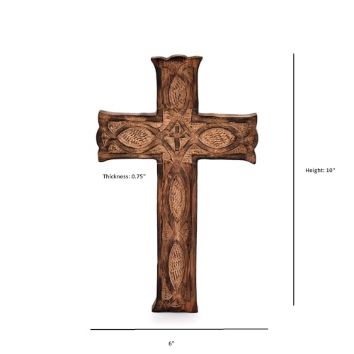 Handcrafted Wooden Wall Cross - 10-Inch Antique Finish Crucifix