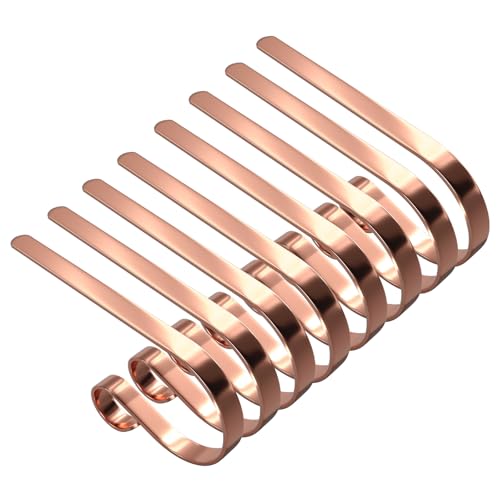 8 Pack Rose Gold Christmas Stocking Hangers for Mantel - Adjustable, Anti-Slip Stocking Holders