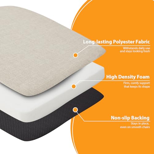 D-Shaped Dining Chair Cushions, 2-Inch Thick Seat Pads, Set of 4, Beige