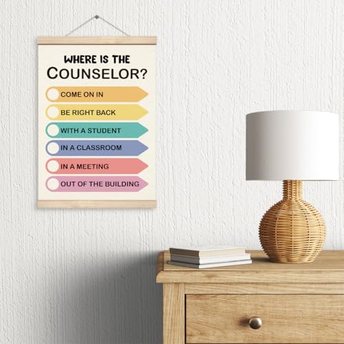 School Counselor Door Sign Canvas Poster with Wood Hanger 12x16