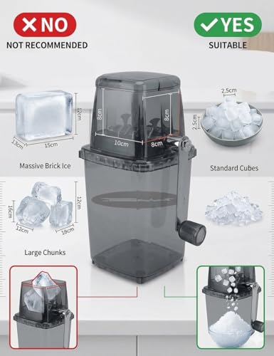 Leopacat Gray Portable Hand Crank Ice Crusher - Manual Ice Shaver for Home & Bar