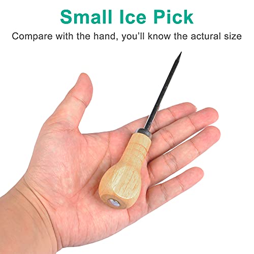 Yzurbu 6-Pack Stainless Steel Ice Picks with Wooden Handles - Kitchen & Bar Ice Breaking Tools