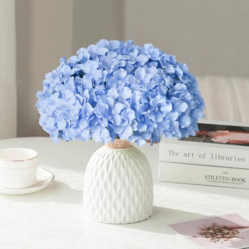 65Pcs Blue Artificial Hydrangea Flowers – Realistic Silk Blooms for Home Decor