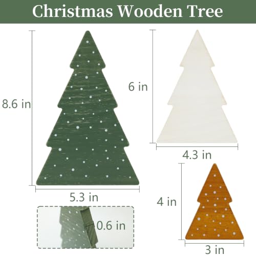 Set of 3 Rustic Wooden Christmas Trees - Tabletop Holiday Decor