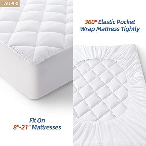 Quilted Mattress Pad Cover with Deep Pocket, White - Cooling Topper