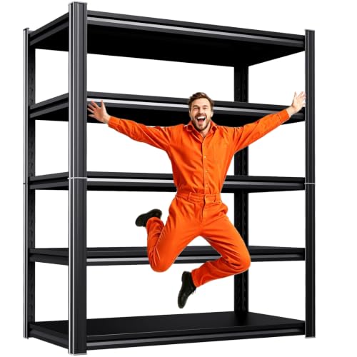 Heavy Duty 5-Tier Steel Garage Shelving Unit 72"H x 35"W Adjustable Storage Rack