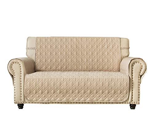 Water-Resistant Quilted Loveseat Slipcover for Pets - 46" Beige