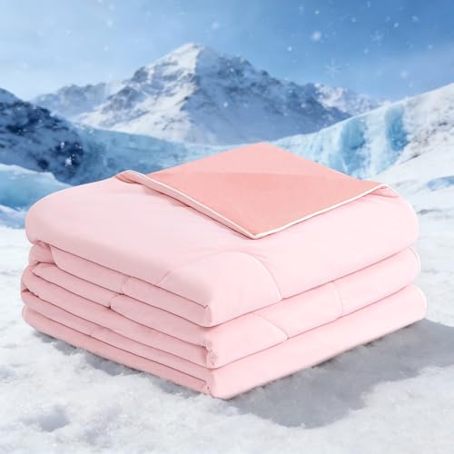 BEAUTEX Queen Cooling Comforter - Lightweight Blanket for Hot Sleepers, Pink