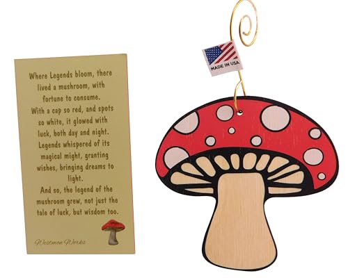 Legend of the Mushroom Ornament Set with Story Card – Wooden Christmas Decoration