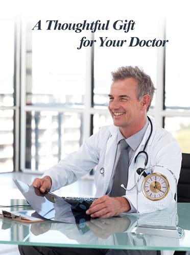 Glass Desk Clock Gift for Doctors - Elegant Physician Appreciation Keepsake