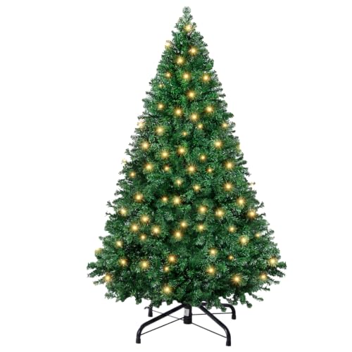 NEWBULIG 9 Ft Pre-Lit Artificial Christmas Tree with Green Branches & 8 Light Modes