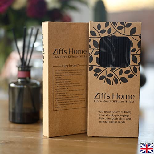120pcs Black Fibre Reed Diffuser Sticks - 20cm Premium Thick Replacement Reeds