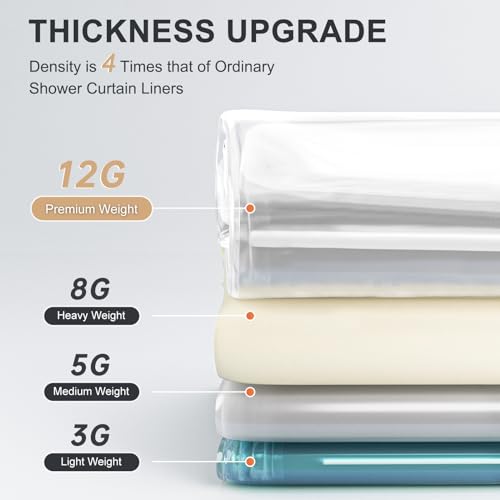 Heavy Duty Clear Shower Curtain Liner, 72 x 72 Inch Weighted Plastic Liner