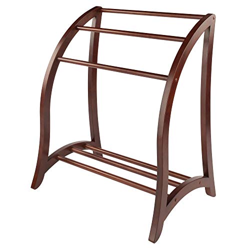 Winsome Wood Quilt Rack with 3 Rungs - Antique Walnut Storage Stand
