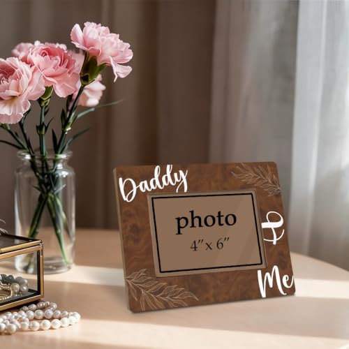 Father's Day Wooden Photo Frame for 4x6 Inch Pictures - Daddy Gift from Son & Daughter