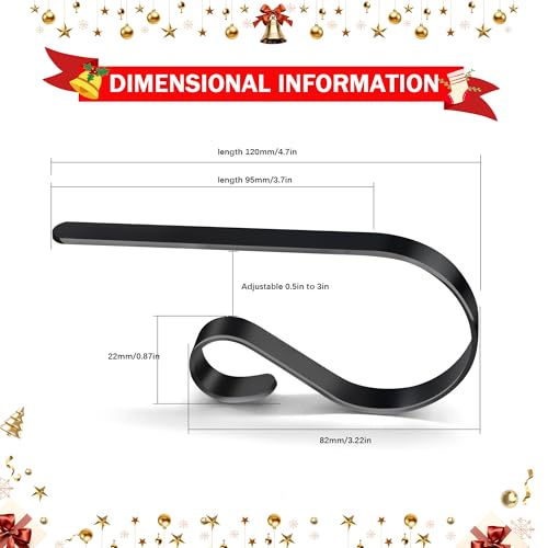 Adjustable Metal Christmas Stocking Holders for Fireplace Mantel - No Drill