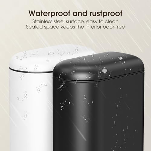 Slim 1.3 Gallon Stainless Steel Bathroom Trash Can with Soft Close Lid