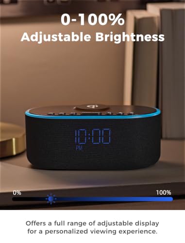 Wireless Charging Alarm Clock with Bluetooth Speaker and FM Radio
